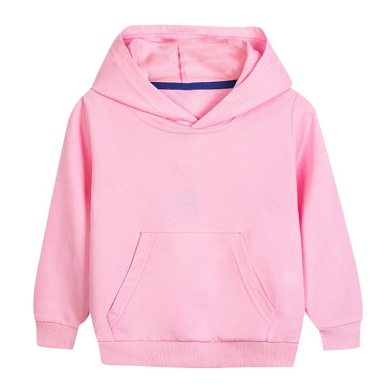 HomeDM Unisex Kids Hooded Sweatshirts Boys Girls Casual Long Sleeve Solid Color Lightweight Pullover Tops Loose Sweatshirts with Pocket