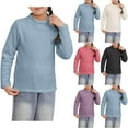 thumbnail image 1 of HomeDM Unisex Kids Long Sleeve Thermal Shirts Boys Girls Fleece Base Layer Tops Youth Soft Underwear for Fall Winter, Blue Size 4-5 Years, 1 of 9