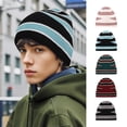 thumbnail image 1 of HomeDM Unisex Slouchy Beanie Hat Stripe Winter Warm Knit Hats Beanie for Men Women Soft Beanie Cap Outdoor Warm Light Blue, 1 of 6