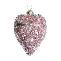 HomeDM Valentine's Day Glass Heart Shaped Hanging Box 2.7" x 3.7" Glitter Heart Ornaments for Mother's Day Christmas Tree Wedding Anniversary Party Decorations Gift for Women