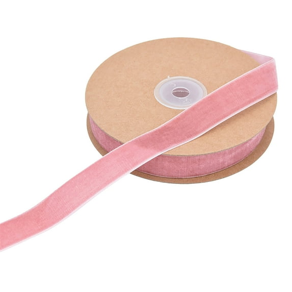 HomeDM Velvet Ribbons 100cm/393" Single-Sided Velvet Ribbon for Christmas Trees Gift Wrapping Bouquets Wedding Decorations 2cm/0.8"W Christmas Ribbon Wreath Holiday Decor Pink