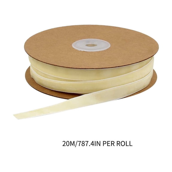 HomeDM Velvet Ribbons 200cm/787" Single-Sided Velvet Ribbon for Christmas Trees Gift Wrapping Bouquets Wedding Decorations 1cm/0.39"W Christmas Ribbon Wreath Holiday Decor Beige