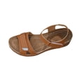 thumbnail image 1 of HomeDM Wedge Heels Sandals for Women Open Toe Slip On Ankle Strap Summer Beach Sandals, Brown Size 6.5, 1 of 9