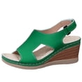 thumbnail image 1 of HomeDM Wedge Sandals for Women Summer Comfort Open Toe Ankle Strap Summer Beach Slides Sandals, Green Size 7, 1 of 8