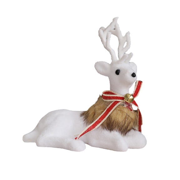 HomeDM White Christmas Reindeer Statues Table Decor Plastic Deer Figurines Ornaments Small Christmas Deer Statue for Indoor Holiday Table Centerpieces Decorations