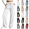 thumbnail image 1 of HomeDM Wide Leg Sweatpants for Women Baggy Joggers with Pockets Drawstring Lounge Pants for Yoga Running White 3XL, 1 of 10