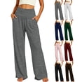 thumbnail image 1 of HomeDM Wide Leg Yoga Pants with Pockets High Waist Lounge Workout Gray Loose Sweatpants Size L, 1 of 9