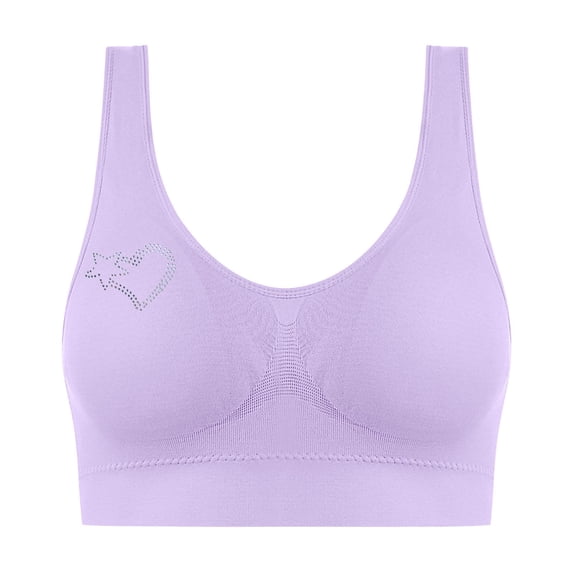 HomeDM Wireless Bras for Women - Soft Comfortable No Underwire U Back Bralettes Solid Color T Shirt Bra Seamless Full Coverage Bras Womens Yoga Sports Bras - Purple/2XL