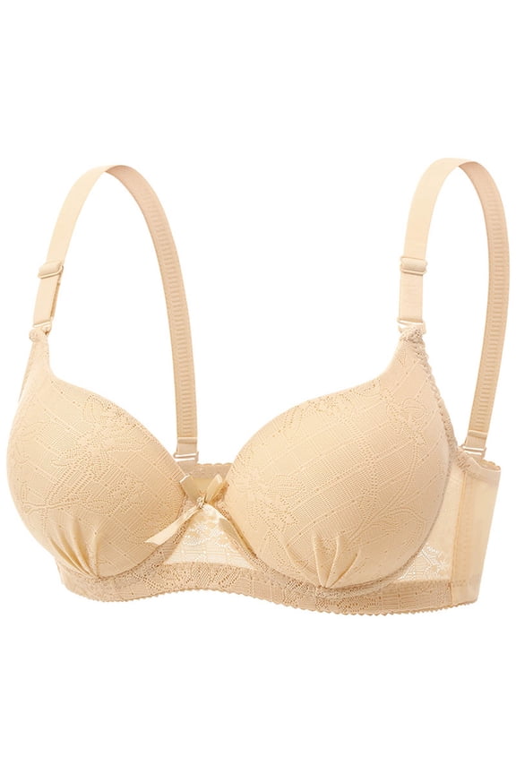 HomeDM Wireless Bras for Women Comfort Lightly Lined Bralettes Full Coverage Push Up Everyday Bras, Beige, 34A-B