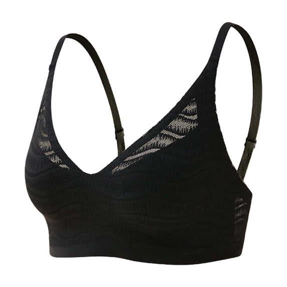 HomeDM Wireless Bras for Women Full Coverage Push Up Bra Lift and Support Comfort Everyday Bras, Black, 2XL