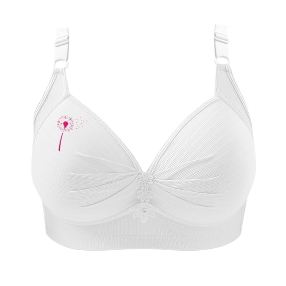 HomeDM Wireless Comfy Bras for Women - Plus Size Full Coverage Bras Non Padded Soft Bralettes V Neck Everyday Bras Wide Strap Push Up Bras for Women