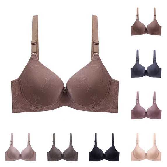 HomeDM Wireless Lift Bras for Women No Underwire Soft Push Up Everyday Bras Full Coverage Seamless Bralettes, Coffee, 36D