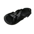 thumbnail image 1 of HomeDM Women's Ankle Strap Flat Sandals Open Toe Criss Cross Strappy Summer Dressy Beach Sandals, Black Size 9.5, 1 of 9
