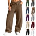 thumbnail image 1 of HomeDM Women's Baggy Sweatpants Wide Leg Drawstring Elastic Waist Lounge Sweat Pants with Pockets Coffee XL, 1 of 10