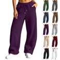 thumbnail image 1 of HomeDM Women's Baggy Sweatpants Wide Leg Drawstring Elastic Waist Lounge Sweat Pants with Pockets Purple S, 1 of 10