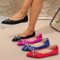 thumbnail image 1 of HomeDM Women's Ballet Flats Closed Pointy Toe Rhinestone Bowknot Slip On Summer Dressy Sandals, Black Size 5.5, 1 of 7