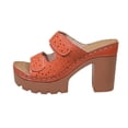 thumbnail image 1 of HomeDM Women's Block Heels Sandals Flatform Round Open Toe Two Strap Slip On Mules Sandals, Orange Size 9, 1 of 9