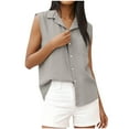 thumbnail image 1 of HomeDM Women's Button Down Tank Tops, Sleeveless Collared Tops Summer Casual Shirts - Gray/XL, 1 of 7