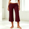 thumbnail image 1 of HomeDM Women's Capri Yoga Pants Side Drawstring Waist Sweatpants Wine Causal Lounge Pants with Pockets Size M, 1 of 9