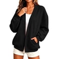 thumbnail image 1 of HomeDM Women's Cardigan Sweatshirt with Pocket Long Sleeve Solid Color Open Front, 1 of 9