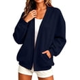 thumbnail image 1 of HomeDM Women's Cardigan Sweatshirt with Pocket Long Sleeve Solid Color Open Front, 1 of 9