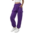 thumbnail image 1 of HomeDM Women's Cargo Sweatpants Cozy Workout Active Joggers Pants for Women with Pockets (Sizes: S-2XL) - Purple/L, 1 of 8