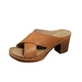 thumbnail image 1 of HomeDM Women's Chunky Heel Sandals Platform Strappy Open Toe Slip on Dress Party Vacation Mules for Summer, Brown Size 6, 1 of 9