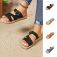 thumbnail image 1 of HomeDM Women's Espadrilles Flat Sandals Open Toe Slip On Summer Dressy Comfortable Slide Sandals, Black Size 5.5, 1 of 8