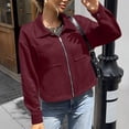 thumbnail image 1 of HomeDM Women's Faux Suede Jacket Long Sleeve Zip Up Cropped Collared Coat with Pockets Fall Winter Casual, 1 of 9