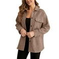 thumbnail image 1 of HomeDM Women's Faux Wool Trench Coat, Fall Winter Warm Mid-Length Jackets with Pockets Open Front Button Down Outerwear, Coffee, 1 of 8