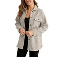 thumbnail image 1 of HomeDM Women's Faux Wool Trench Coat, Fall Winter Warm Mid-Length Jackets with Pockets Open Front Button Down Outerwear, Gray, 1 of 8