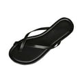 thumbnail image 1 of HomeDM Women's Flat Flip Flop Sandals Cross Strap Open Toe Ring Slides Thong Summer Slip On Sandals, Black Size 11, 1 of 8