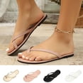 thumbnail image 1 of HomeDM Women's Flat Flip Flop Sandals Cross Strap Open Toe Ring Slides Thong Summer Slip On Sandals, Pink Size 5.5, 1 of 8