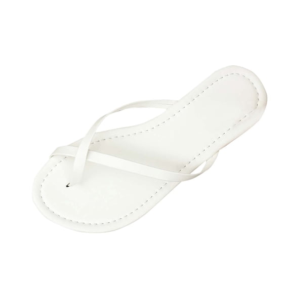 HomeDM Women's Flat Flip Flop Sandals Cross Strap Open Toe Ring Slides Thong Summer Slip On Sandals, White Size 8