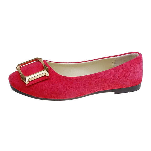 HomeDM Women's Flat Sandals Closed Open Toe Slip On Comfortable Wedding Party Work Dress Shoes, Hot Pink Size 6.5