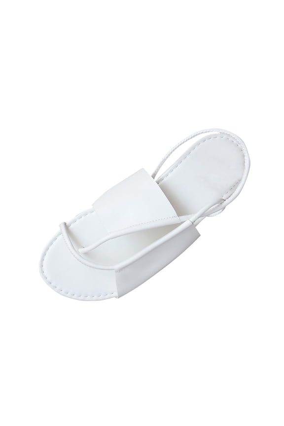 Women's Flat Sandals Dressy Cross Strap Toe Ring Ankle Strap Summer Beach Walking Sandals, White Size 6