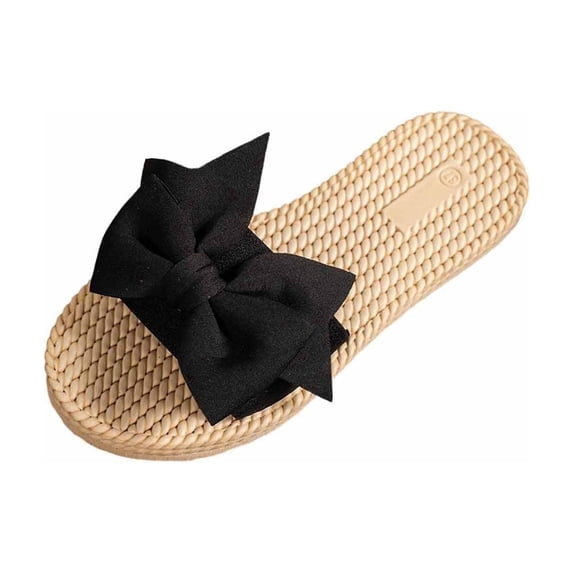 HomeDM Women's Flat Sandals Espadrilles Cross Strap Open Toe Slide Sandals Dressy Slip On Summer Beach Sandals Size 6