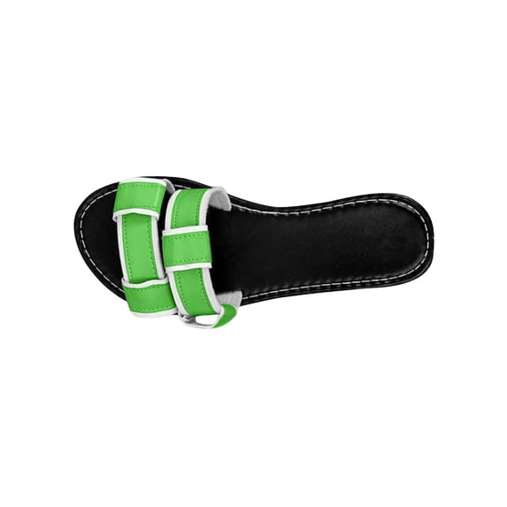 HomeDM Women's Flat Sandals Summer Open Toe Slip On Beach Sandals for Travel Vacations Casual Wear, Green Size 6.5