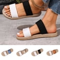 thumbnail image 1 of HomeDM Women's Flat Sandals Two Strap Open Toe Slide Sandals Dressy Comfortable Slip On Summer Beach Sandals, Black Size 5.5, 1 of 6