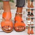 thumbnail image 1 of HomeDM Women's Flat Slides Sandals Soft Leather Slippers for Summer Slip On Open Toe, Orange Size 5.5, 1 of 9
