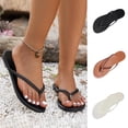 thumbnail image 1 of HomeDM Women's Flat Thong Sandals Slip-On Open Toe Flip-Flops Summer Travel Beach Sandals, Black Size 5.5, 1 of 7
