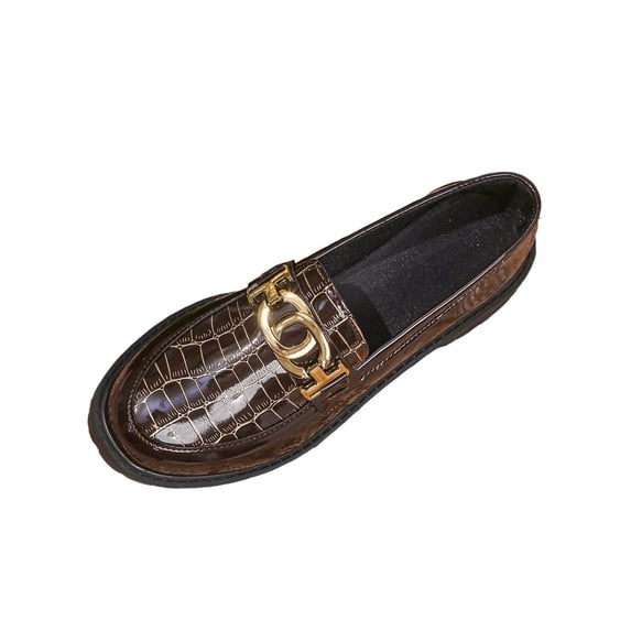 HomeDM Women's Flatform Loafers Close Toe Slip On Comfort Business Work Dress Shoes, Coffee Size 6