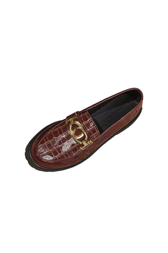 Women's Flatform Loafers Close Toe Slip On Comfort Business Work Dress Shoes, Wine Size 5.5