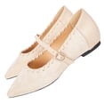 thumbnail image 1 of HomeDM Women's Flats Ballet Shoes Closed Pointy Toe Slip On Mary Jane Dress Shoes for Walking Wedding Dating, Beige Size 9, 1 of 9