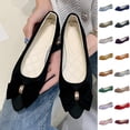 thumbnail image 1 of HomeDM Women's Flats Dress Shoes Slip On Closed Pointy Toe Comfort Walking Shoes Casual Work Office Bowknot Ballet Flats, Army Green Size 5.5, 1 of 7