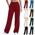thumbnail image 1 of HomeDM Women's Fleece Sweatpants Wide Leg Elastic Waist Lounge with Pockets White Wide Leg Baggy Casual Jogger Size 2XL, 1 of 10