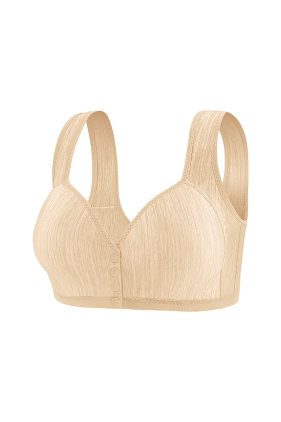 HomeDM Women's Front Closure Bras Full Coverage Wirefree Posture Plus Size Bra - Beige/XL