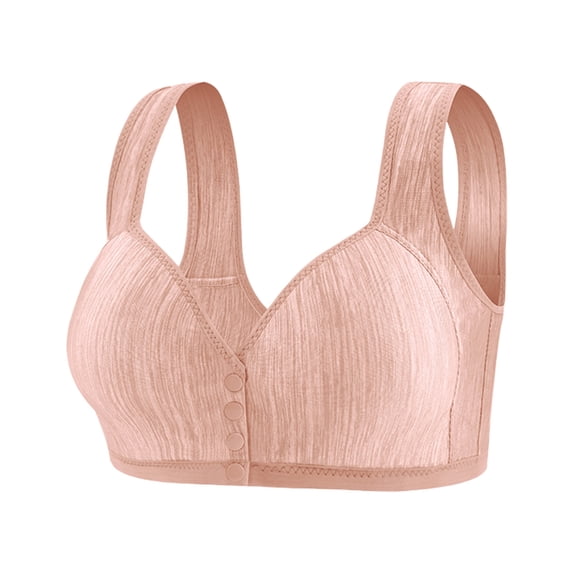 HomeDM Women's Front Closure Bras Full Coverage Wirefree Posture Plus Size Bra - Pink/2XL