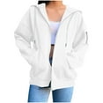 thumbnail image 1 of HomeDM Women's Full Zip Up Hoodie - Long Sleeve Hooded Sweatshirts with Pockets - White/XL, 1 of 8