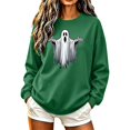 thumbnail image 1 of HomeDM Women's Halloween Sweatshirt Long Sleeve Ghost Pumpkin Graphic Tops Casual Fall Crew Neck Pullover, 1 of 5